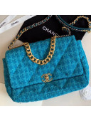 Chanel 19 Tweed Maxi Flap Bag AS1162 Blue 2019
