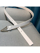 Bottega Veneta Calfskin Belt 2cm with Triangular Buckle White/Silver 2021