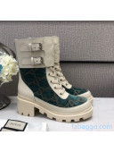Gucci GG Velvet Boots With Front Buckle Deep Green 2020 