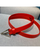 Bottega Veneta Calfskin Belt 2cm with Triangular Buckle Red/Silver 2021