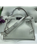 Fendi Peekaboo Regular Bag with Leather Threading and Bows White 2018