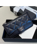 Chanel Quilted Lambskin Zipped Classic Card Holder AP0767 Black/Silver 2019
