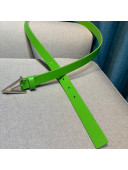 Bottega Veneta Calfskin Belt 2cm with Triangular Buckle Green/Silver 2021