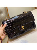 Chanel Crocodile Leather Medium Classic Flap Bag A1112 Black 2020
