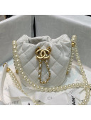 Chanel Calfskin Mini Drawstring Bucket Bag AS2529 White 2021