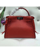 Fendi Peekaboo Regular Bag with Leather Threading and Bows Red 2018