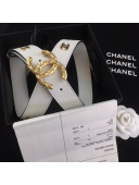 Chanel Calfskin Belt 3cm with Metallic CC Buckle White 2021