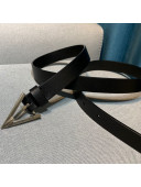 Bottega Veneta Calfskin Belt 2cm with Triangular Buckle Black/Silver 2021