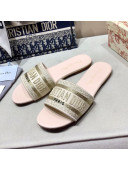 Dior Dway Embroidered Cotton Flat Slide Sandals Gold-27 2021