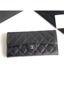 Chanel Classic Long Wallet in Grained Leather Black/Red 