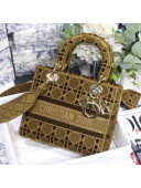 Dior Medium Lady Dior D-Lite Bag in Brown Cannage Embroidered Velvet 2020