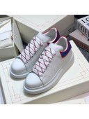 Alexander Mcqueen White Silky Calfskin Sneaker with Bi-color Laces Blue 2021 (For Women and Men)