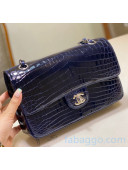 Chanel Crocodile Leather Medium Classic Flap Bag A1112 Blue 2020