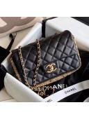 Chanel Lambskin & Imitation Pearls Flap Bag AS1740 Black 2020
