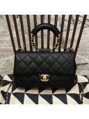 Chanel Quilted Lambskin Medium Flap Bag with Ring Top Handle AS1358 Black 2020