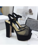 Dior J'Adior Mesh Platform Sandals 12cm Black 2020
