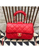 Chanel Quilted Lambskin Medium Flap Bag with Ring Top Handle AS1358 Red 2020Chanel Quilted Lambskin Medium Flap Bag with Ring Top Handle AS1358 Red 2020