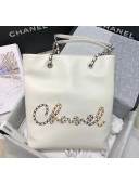 Chanel Calfskin & Chain Logo Shopping Bag White 2020
