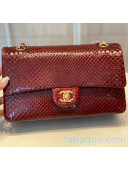 Chanel Python Leather Medium Classic Flap Bag A1112 Deep Red 2020