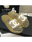 Chanel Flat Transparent Color CC Slide Sandals Yellow 2021
