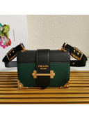 Prada Leather Prada Cahier Bag 1BD045 Black/Green 2021