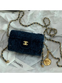 Chanel Velvet Jewel Card Holder With Chain AP2285 Navy Blue 2021