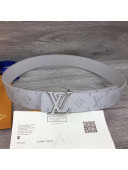 Louis Vuitton LV Initials Monogram Canvas Reversible Belt 40mm with LV Buckle White M0158S 2019
