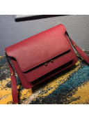Marni Trunk Bag In Saffino Calfskin Red 2018