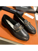Chanel Calfskin CC Chain Loafers Black 2021