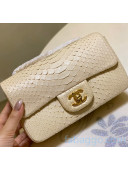 Chanel Python Leather Small Classic Flap Bag A1116 Off-white 2020(Gold Hardware)