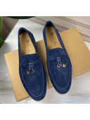 Loro Piana Suede Calfskin Summer Charms Walk Moccasin Loafers Blue 2020