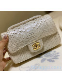 Chanel Python Leather Small Classic Flap Bag A1116 Off-white/Silver 2020(Gold Hardware)