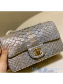 Chanel Python Leather Small Classic Flap Bag A1116 Light Blue/Gold 2020(Gold Hardware)