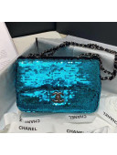 Chanel Sequins & Lambskin Flap Bag AS1448 Blue 2020