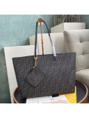 Fendi Roll Bags FF Leather Shopping Tote Bag Brown/Burgundy 2020