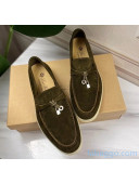 Loro Piana Suede Calfskin Summer Charms Walk Moccasin Loafers Chocolate 2020