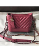 Chanel Aged Chevron Calfskin Gabrielle Small Hobo Bag A91810 Rosy 2018