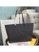 Fendi Roll Bags FF Leather Shopping Tote Bag Brown/Blue 2020