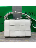 Bottega Veneta Cassette Small Crossbody Messenger Bag in Maxi-Woven Lambskin White/Black 2021