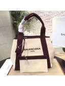 Balenciaga Denim Navy Cabas Small Bag White/Burgundy 2017
