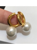Celine Pearl Short Earrings White/Gold 2021