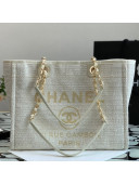 Chanel Deauville Mixed Fibers Medium Shopping Bag A67001 White/Gold 2021