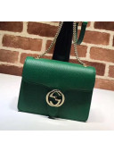 Gucci Grainy Calfskin GG Flap Shoulder Bag 510304 Green 2020