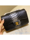 Chanel Python Leather Small Classic Flap Bag A1116 Black/Grey Silver 2020（Gold Hardware）