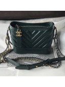 Chanel Aged Chevron Calfskin Gabrielle Small Hobo Bag A91810 Green 2018