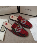 Gucci Houndstooth and Stripe Slippers Slipper Red/Green 2021