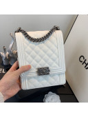 Chanel Grained Calfskin Boy Flap Bag AS0130 White/Silver 2019