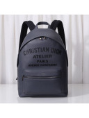 Dior Men's Rider Backpack in Dark Gray Grained Calfskin with 'Christian Dior Atelier' Signature 2020