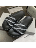 Balenciaga Flat Slide Sandals Black 10 2021 (For Women and Men)