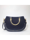 Chloe Medium Pixie Bag in Suede and Smooth Calfskin Navy Blue 2017